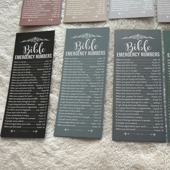 Bible Emergency Numbers Bookmarks Set of 20 6” x 2.5” Invitation to Christ NWT - Picture 3 of 12